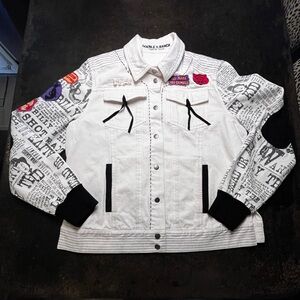 Double D Ranch Billy the Kid White Denim Jacket, XL